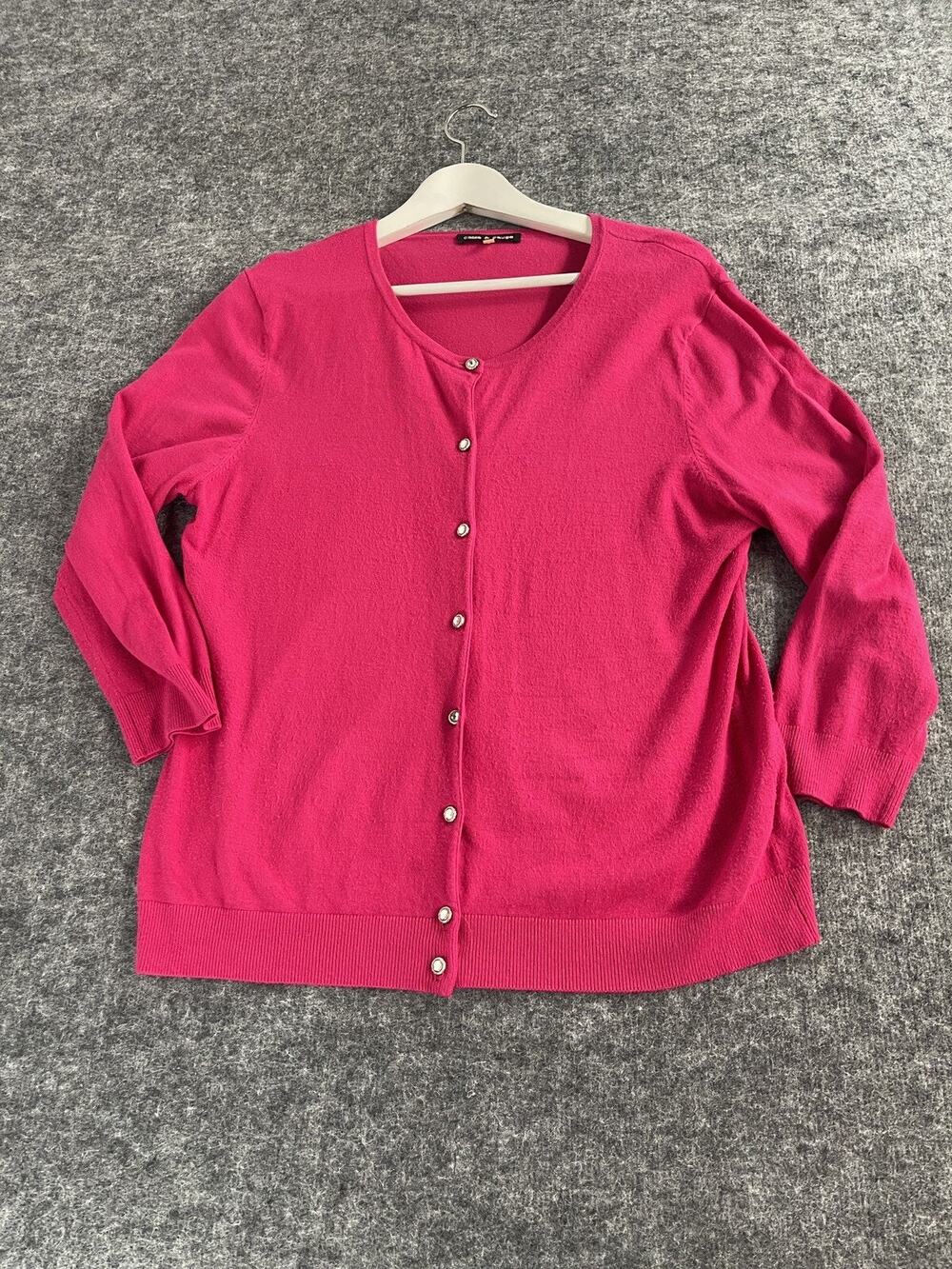 Cable & Gauge Sweater Women Large Cardigan Pink Pullover Rayon N334